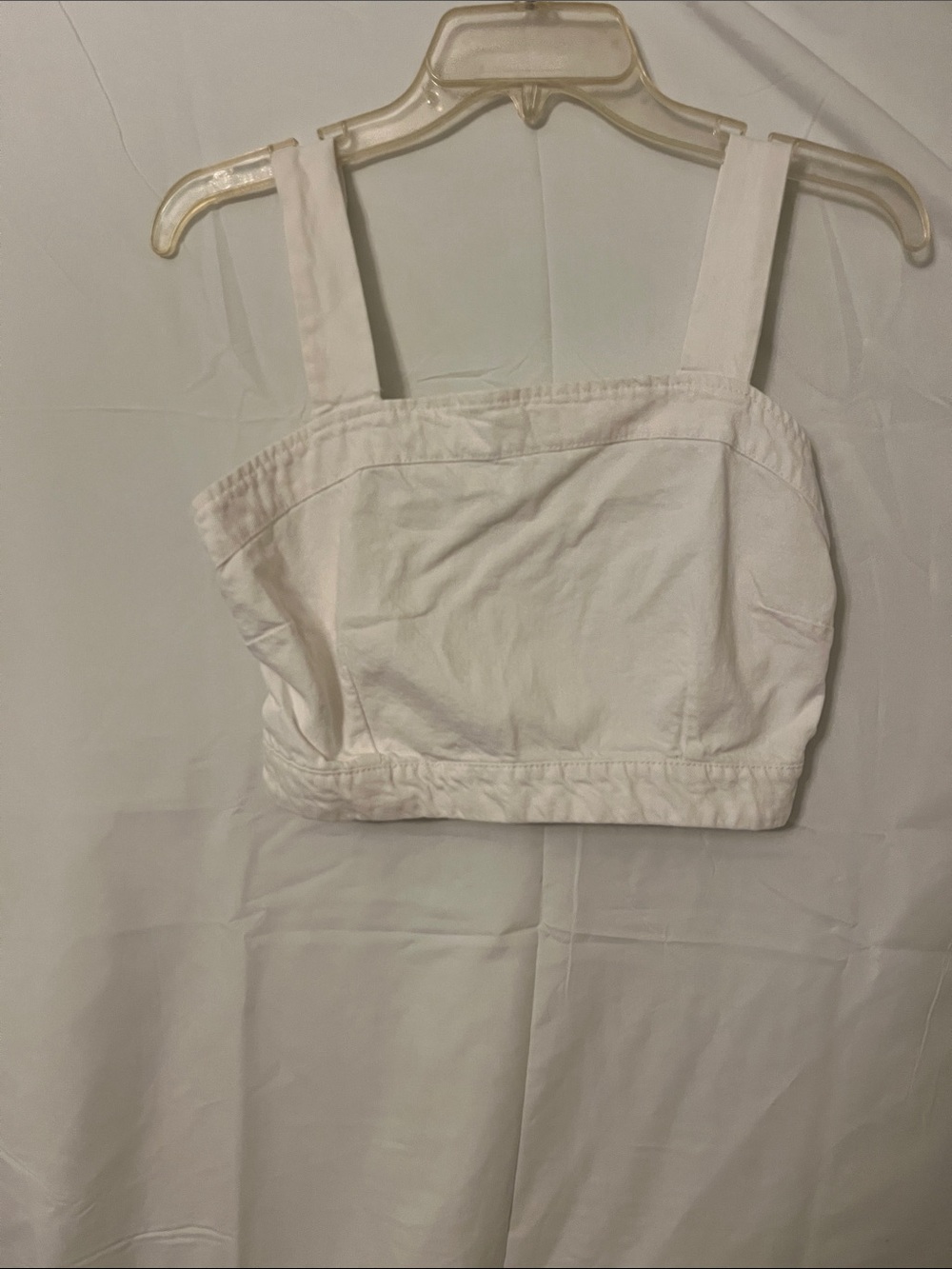 Square-Neck White Cropped Tank with Wide Straps
